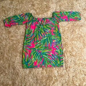 Lilly Pulitzer Girls three-quarter length sleeve off the shoulder sundress